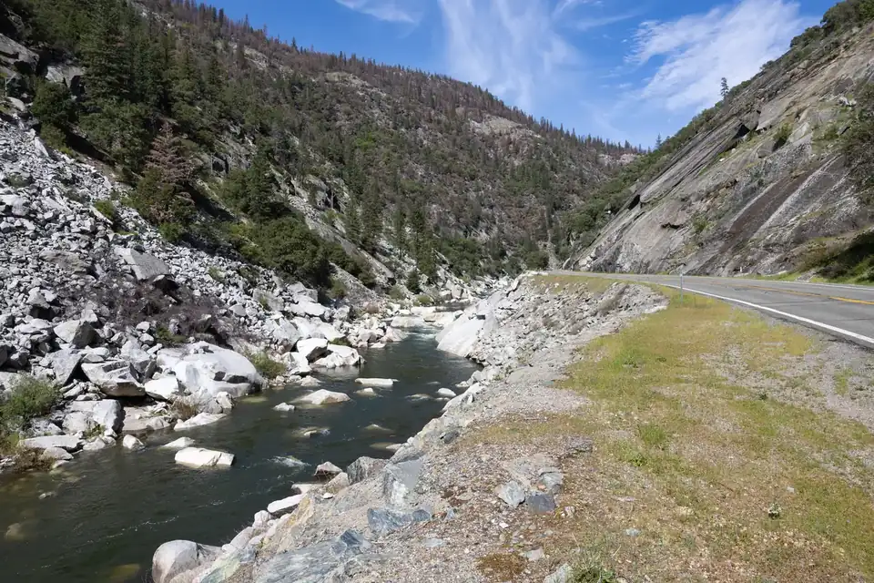 The Feather River running through a steep hard rock canyon in the Butte County foothills